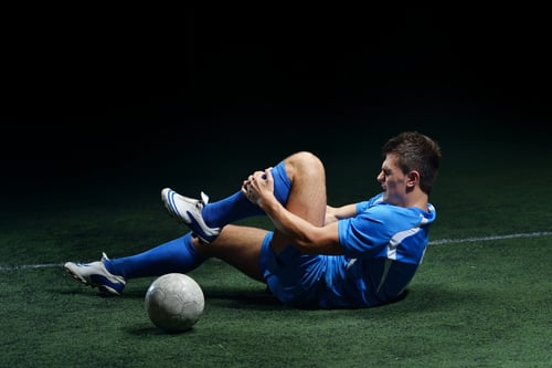 soccer player have pain injury accident on football game